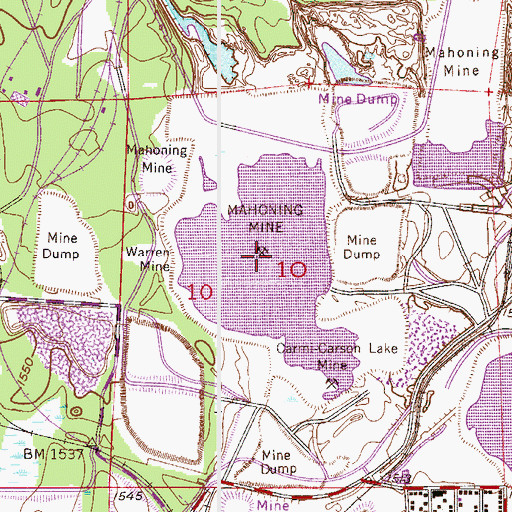 Topographic Map of Mahoning Mine, MN