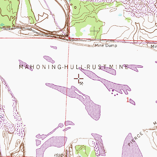Topographic Map of Mahoning-Hull-Rust Mine, MN