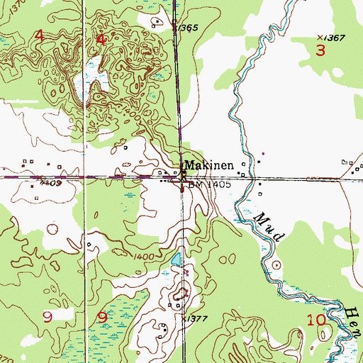 Topographic Map of Makinen, MN