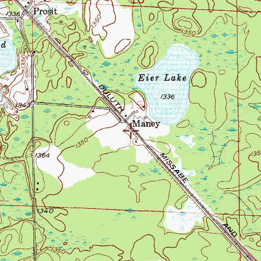 Topographic Map of Maney, MN