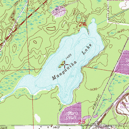 Topographic Map of Manganika Lake, MN