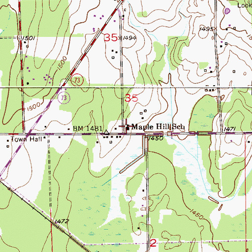 Topographic Map of Maple Hill School, MN