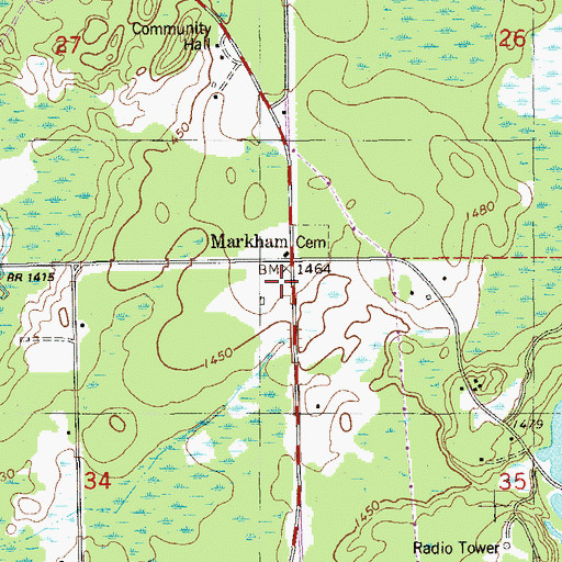 Topographic Map of Markham, MN