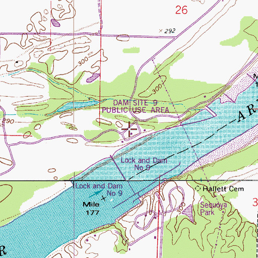 Topographic Map of Dam Site 9 Public Use Area, AR