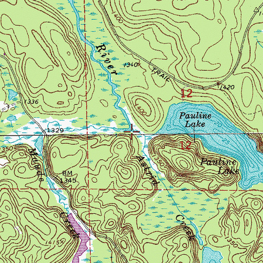 Topographic Map of Maude Creek, MN