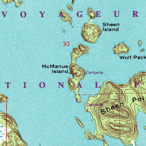 Topographic Map of McManus Island, MN