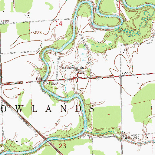 Topographic Map of Meadowlands Cemetery, MN
