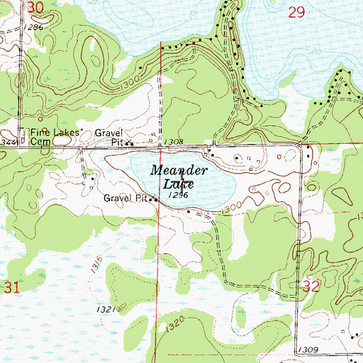 Topographic Map of Meander Lake, MN