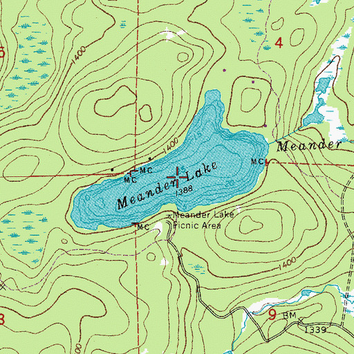 Topographic Map of Meander Lake, MN