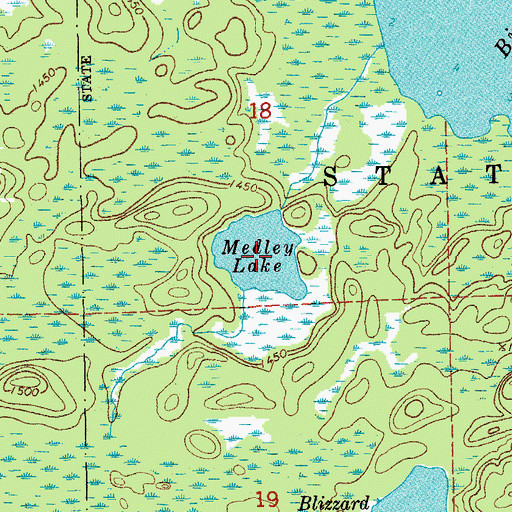 Topographic Map of Medley Lake, MN