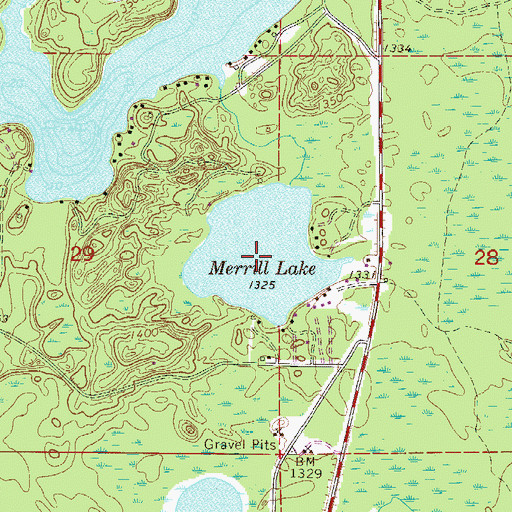 Topographic Map of Merrill Lake, MN