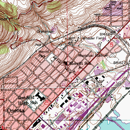 Topographic Map of Merritt School, MN