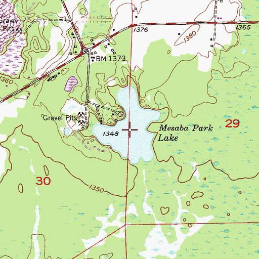 Topographic Map of Mesaba Park Lake, MN