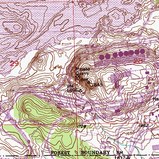 Topographic Map of Mesaba Quarry, MN