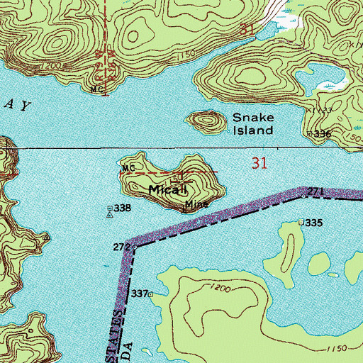 Topographic Map of Mica Island, MN