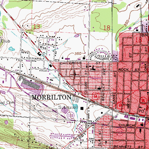 Topographic Map of First Assembly of God Church, AR