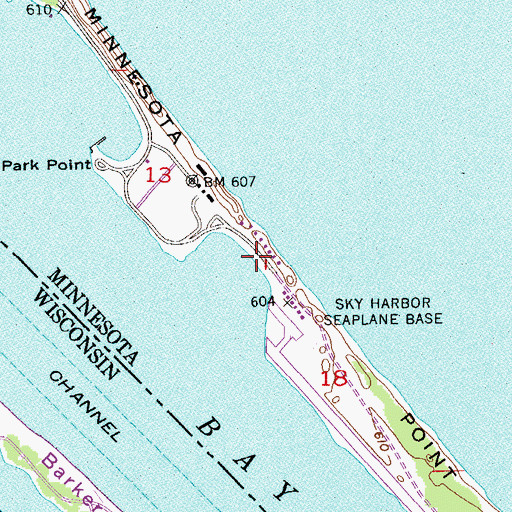 Topographic Map of Minnesota Point, MN