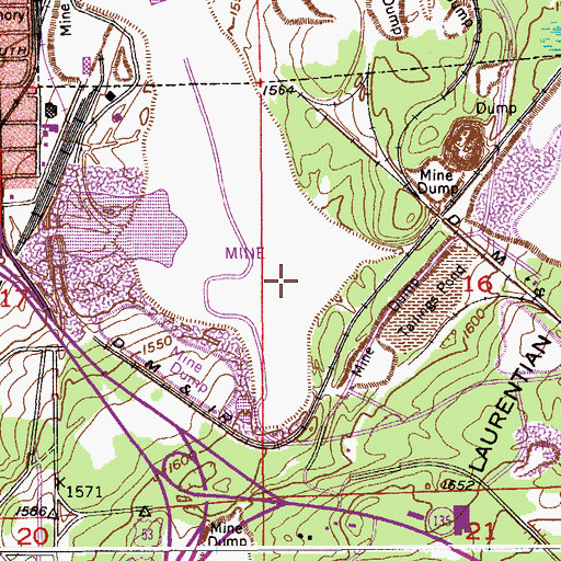 Topographic Map of Minnewas Mine, MN