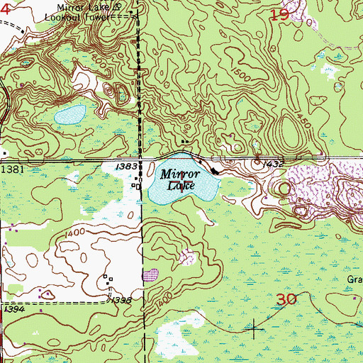 Topographic Map of Mirror Lake, MN