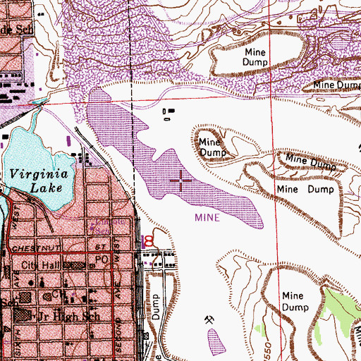 Topographic Map of Missabe Mountain Mine, MN