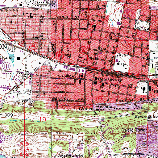 Topographic Map of First Presbyterian Church, AR