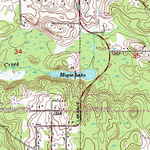 Topographic Map of Mogie Lake, MN