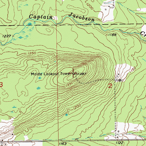 Topographic Map of Molde Lookout Tower, MN