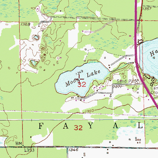 Topographic Map of Moon Lake, MN