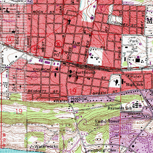 Topographic Map of First United Methodist Church, AR