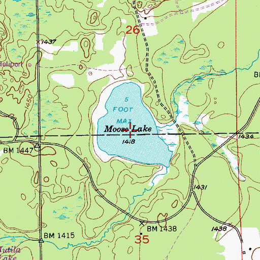 Topographic Map of Moose Lake, MN