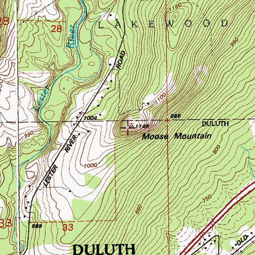 Topographic Map of Moose Mountain, MN