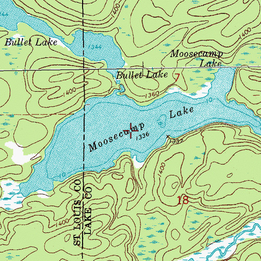 Topographic Map of Moosecamp Lake, MN