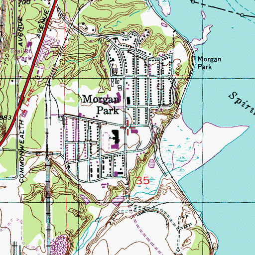 Topographic Map of Morgan Park, MN