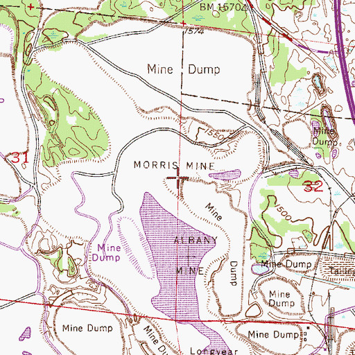 Topographic Map of Morris Mine, MN