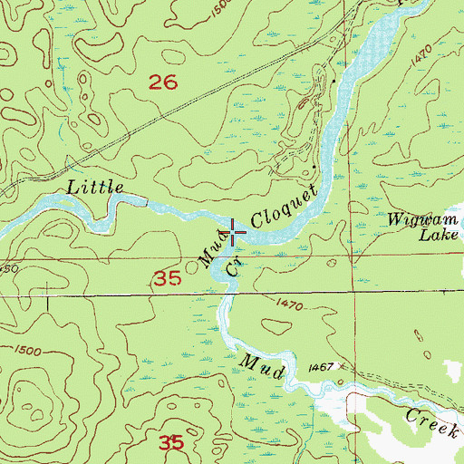 Topographic Map of Mud Creek, MN