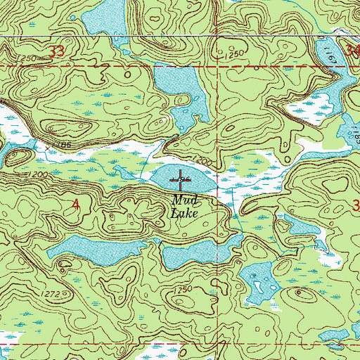 Topographic Map of Mud Lake, MN