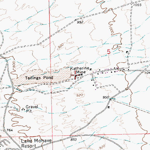 Topographic Map of Katherine Mine, AZ