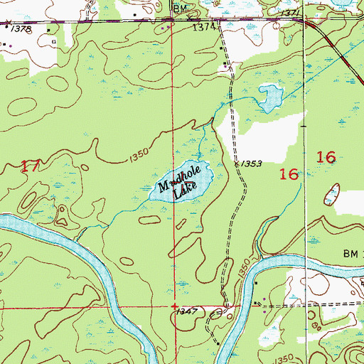 Topographic Map of Mudhole Lake, MN