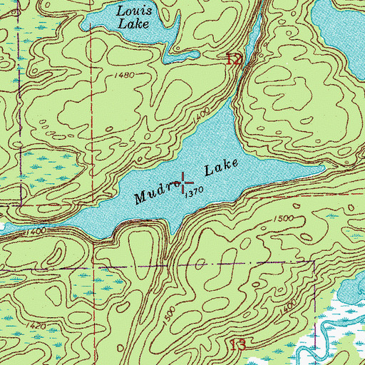 Topographic Map of Mudro Lake, MN