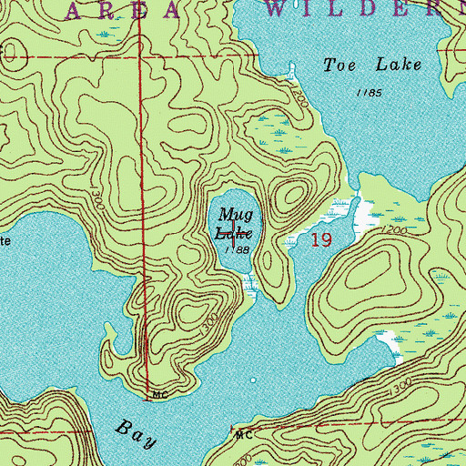 Topographic Map of Mug Lake, MN