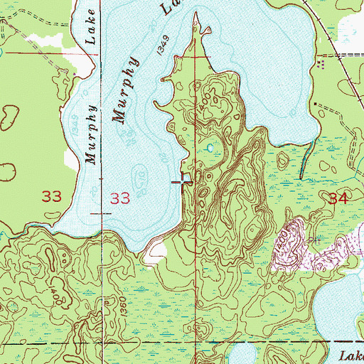 Topographic Map of Murphy Lake, MN