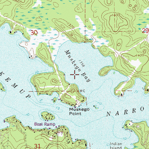 Topographic Map of Muskego Bay, MN