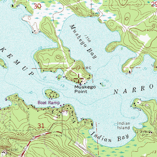 Topographic Map of Muskego Point, MN