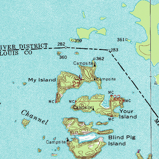 Topographic Map of My Island, MN