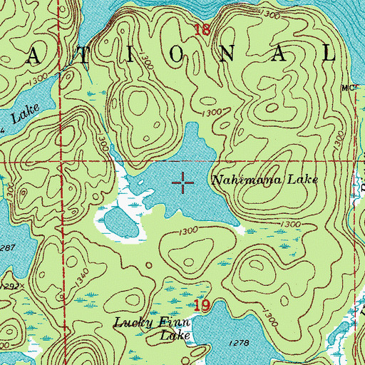 Topographic Map of Nahimana Lake, MN