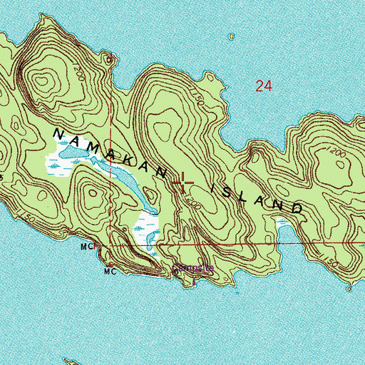 Topographic Map of Namakan Island, MN