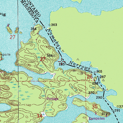Topographic Map of Namakan Narrows, MN