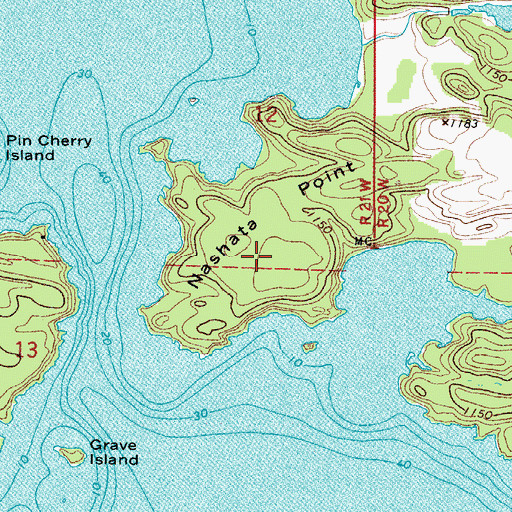 Topographic Map of Nashata Point, MN
