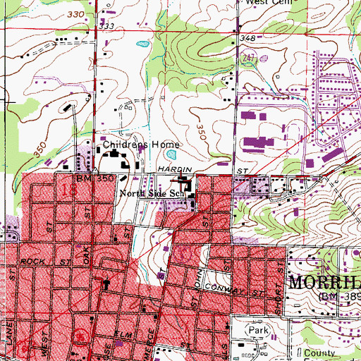 Topographic Map of Morrilton Junior High School, AR