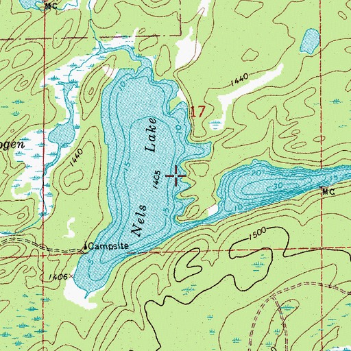 Topographic Map of Nels Lake, MN